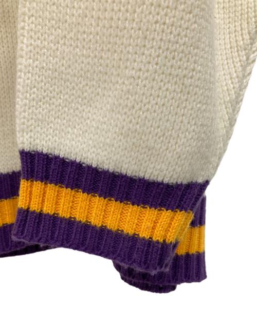 MITCHELL & NESS（ミッチェルアンドネス）MITCHELL & NESS (ミッチェルアンドネス) HARDWOOD CLASSICS (ハードウッドクラシック) 切替ニット ホワイト×パープル サイズ:54の古着・服飾アイテム