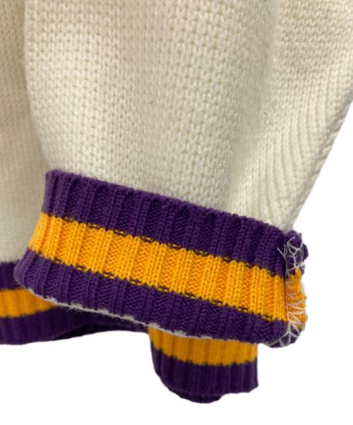 MITCHELL & NESS（ミッチェルアンドネス）MITCHELL & NESS (ミッチェルアンドネス) HARDWOOD CLASSICS (ハードウッドクラシック) 切替ニット ホワイト×パープル サイズ:54の古着・服飾アイテム