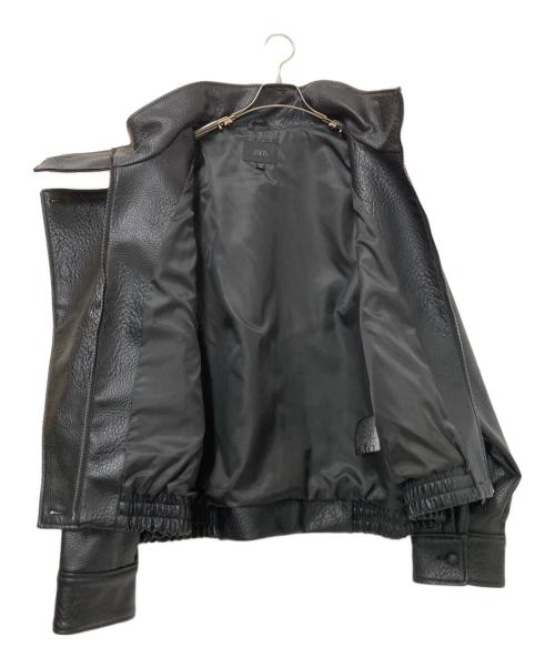 ZARA（ザラ）ZARA (ザラ) フェイクスタンドカラーレザージャケット ブラック サイズ:XXLの古着・服飾アイテム
