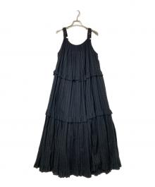 freada（フリーダ）の古着「インド ドビー ティアード フリル キャミワンピース」｜ブラック