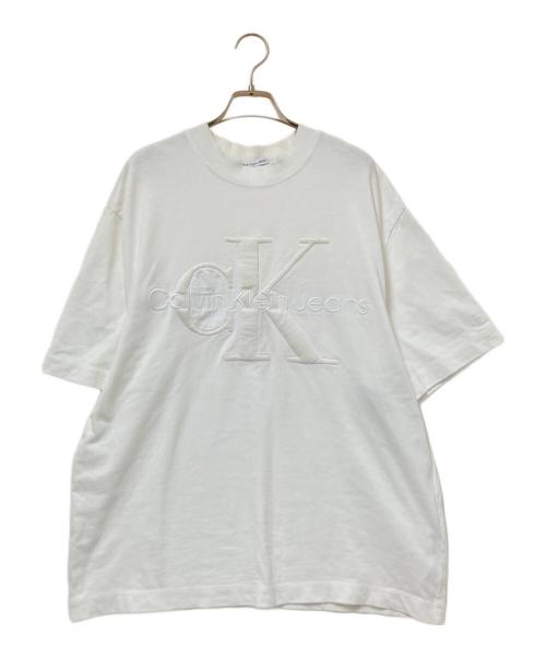 Calvin Klein Jeans（カルバンクラインジーンズ）Calvin Klein Jeans (カルバンクラインジーンズ) プレミアムモノロゴTシャツ ホワイト サイズ:Mの古着・服飾アイテム