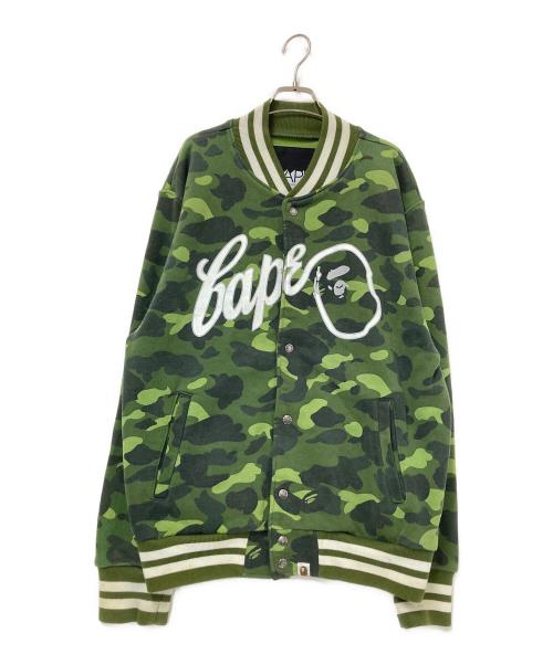 BAPE BY A BATHING APE（ベイプバイアベイシングエイプ）BAPE BY A BATHING APE (ベイプバイアベイシングエイプ) スウェットスタジャン グリーン×ホワイト サイズ:Lの古着・服飾アイテム