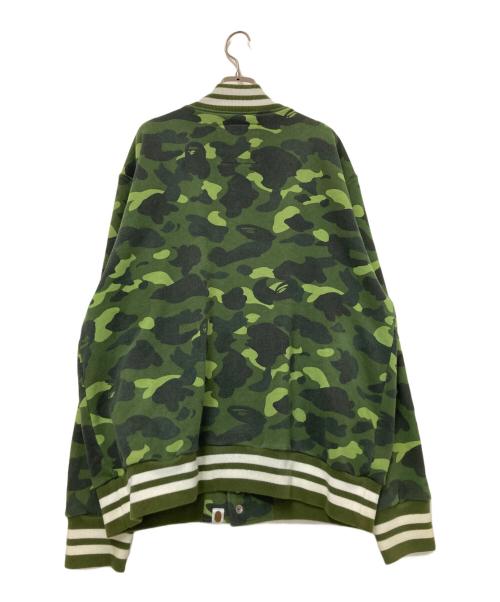 BAPE BY A BATHING APE（ベイプバイアベイシングエイプ）BAPE BY A BATHING APE (ベイプバイアベイシングエイプ) スウェットスタジャン グリーン×ホワイト サイズ:Lの古着・服飾アイテム