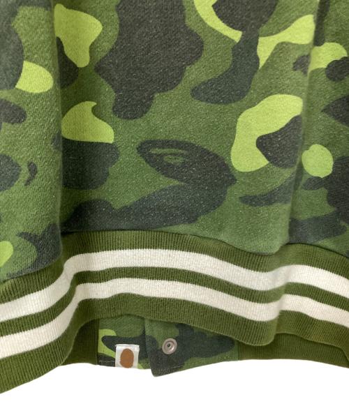 BAPE BY A BATHING APE（ベイプバイアベイシングエイプ）BAPE BY A BATHING APE (ベイプバイアベイシングエイプ) スウェットスタジャン グリーン×ホワイト サイズ:Lの古着・服飾アイテム