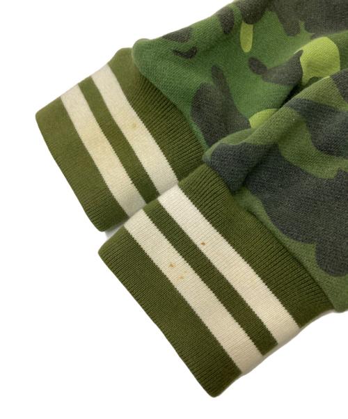 BAPE BY A BATHING APE（ベイプバイアベイシングエイプ）BAPE BY A BATHING APE (ベイプバイアベイシングエイプ) スウェットスタジャン グリーン×ホワイト サイズ:Lの古着・服飾アイテム