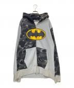 A BATHING APE×BATMANアベイシングエイプ×バットマン）の古着「ジップパーカー」｜グレー×ブラック