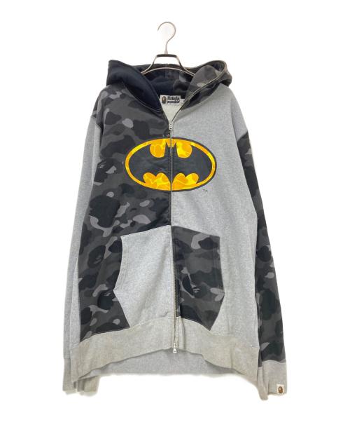 A BATHING APE（アベイシングエイプ）A BATHING APE (アベイシングエイプ) BATMAN (バットマン) ジップパーカー グレー×ブラック サイズ:2XLの古着・服飾アイテム