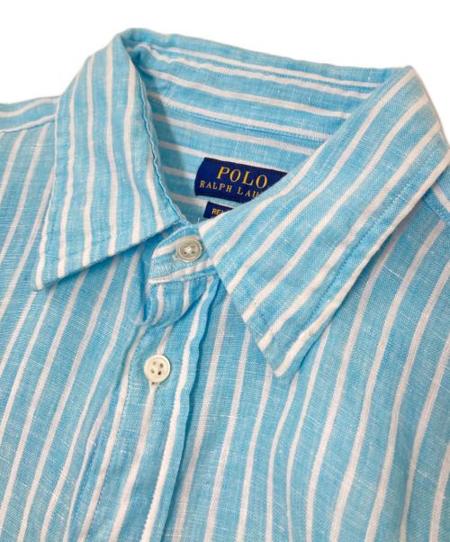 POLO RALPH LAUREN（ポロ・ラルフローレン）POLO RALPH LAUREN (ポロ・ラルフローレン) リネンストライプシャツ ブルー サイズ:Sの古着・服飾アイテム
