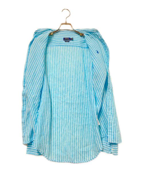POLO RALPH LAUREN（ポロ・ラルフローレン）POLO RALPH LAUREN (ポロ・ラルフローレン) リネンストライプシャツ ブルー サイズ:Sの古着・服飾アイテム