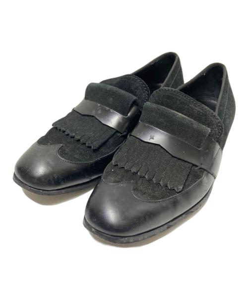 JIMMY CHOO（ジミーチュウ）JIMMY CHOO (ジミーチュウ) カンビネーションフリンジローファー ブラック サイズ:41の古着・服飾アイテム