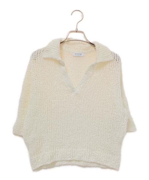 MARW UNITED ARROWS（マルゥ ユナイテッドアローズ）MARW UNITED ARROWS (マルゥ ユナイテッドアローズ) ペーパーポロカラーニット ホワイト サイズ:下記参照の古着・服飾アイテム