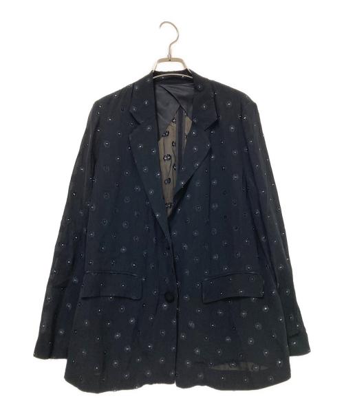 BACCA（バッカ）BACCA (バッカ) ブラックフラワー ソフトジャケット ブラック サイズ:36の古着・服飾アイテム