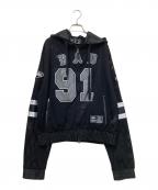 BAD BLOODバッドブラッド）の古着「Workshop Net Rugby Hooded Zip Up」｜ブラック