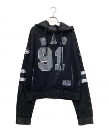 BAD BLOOD（バッドブラッド）の古着「Workshop Net Rugby Hooded Zip Up」｜ブラック