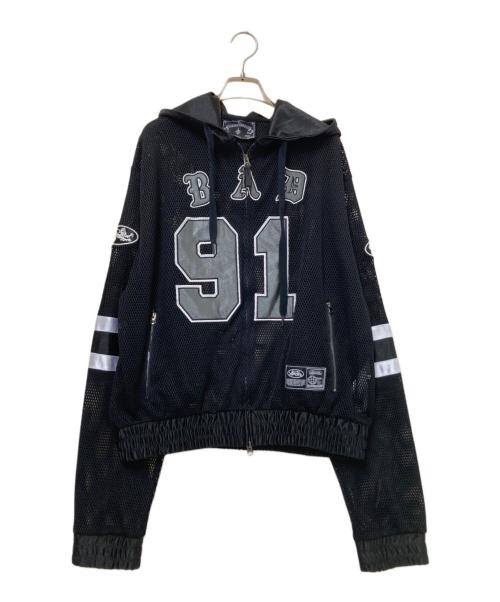 BAD BLOOD（バッドブラッド）BAD BLOOD (バッドブラッド) Workshop Net Rugby Hooded Zip Up ブラック サイズ:Mの古着・服飾アイテム