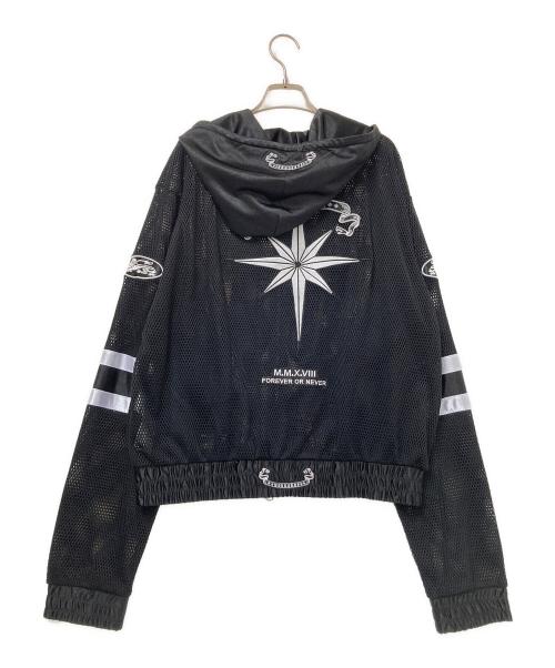 BAD BLOOD（バッドブラッド）BAD BLOOD (バッドブラッド) Workshop Net Rugby Hooded Zip Up ブラック サイズ:Mの古着・服飾アイテム