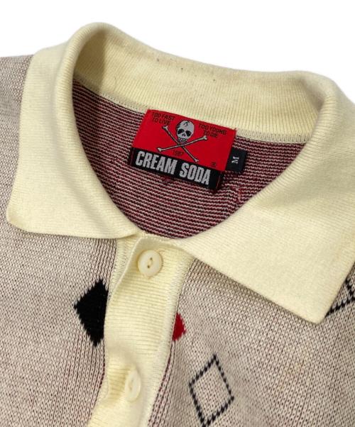 CREAM SODA（クリームソーダ）CREAM SODA (クリームソーダ) ジャガードポロシャツ レッド×ベージュ サイズ:Mの古着・服飾アイテム