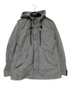 BURBERRY BLACK LABELバーバリーブラックレーベル）の古着「中綿ギンガムチェックフーデッドジャケット」｜ブラック×ホワイト