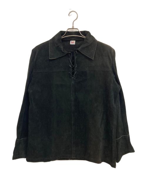 USED（ユーズド）USED (ユーズド) バイカースウェードプルオーバージャケット ブラック サイズ:Sの古着・服飾アイテム