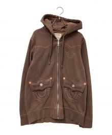 TRUE RELIGION（トゥルー レリジョン）の古着「ダブルポケットジップパーカー」｜ブラウン