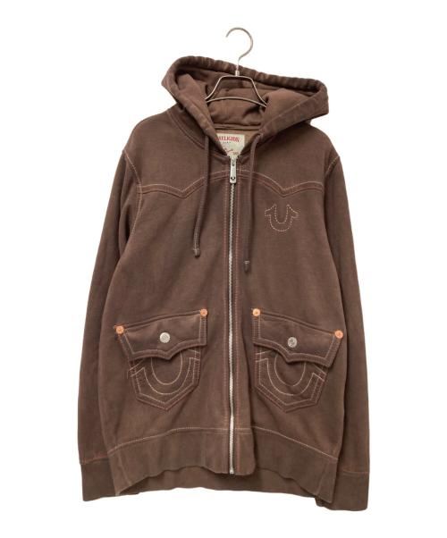 TRUE RELIGION（トゥルー レリジョン）TRUE RELIGION (トゥルー レリジョン) ダブルポケットジップパーカー ブラウン サイズ:Mの古着・服飾アイテム