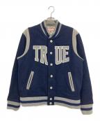 TRUE RELIGIONトゥルー レリジョン）の古着「スタジャン」｜グレー×ネイビー