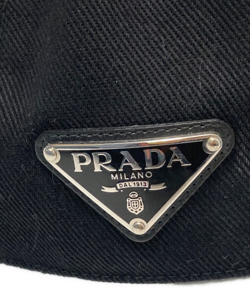 PRADA（プラダ）PRADA (プラダ) 三角ロゴ金具プレート ベースボールキャップ ブラック サイズ:下記参照の古着・服飾アイテム