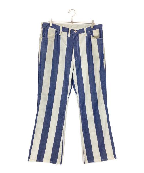 Wrangler（ラングラー）Wrangler (ラングラー) ストライプフレアパンツ ホワイト×ブルー サイズ:W38×L30の古着・服飾アイテム