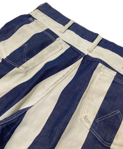 Wrangler（ラングラー）Wrangler (ラングラー) ストライプフレアパンツ ホワイト×ブルー サイズ:W38×L30の古着・服飾アイテム