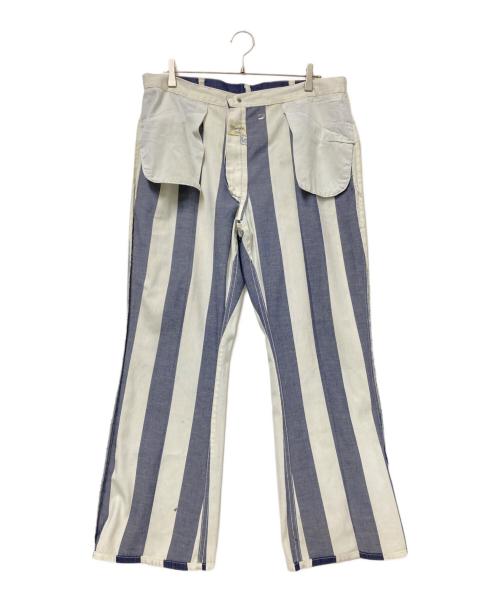Wrangler（ラングラー）Wrangler (ラングラー) ストライプフレアパンツ ホワイト×ブルー サイズ:W38×L30の古着・服飾アイテム