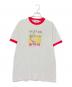 ONEITA（オニータ）の古着「リンガープリントTシャツ」｜レッド×ホワイト