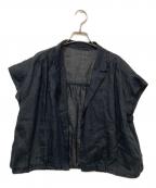 SHIPSシップス）の古着「リネンラペルデザイン羽織シャツ」｜ブラック
