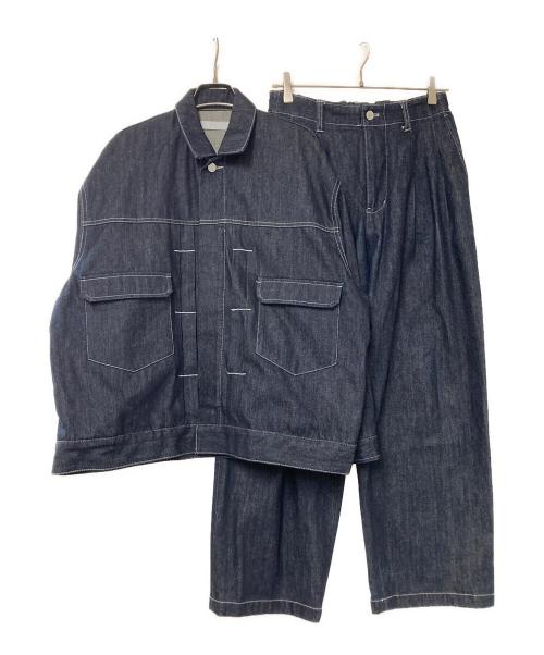 WYM LIDNM（ウィム バイ リドム）WYM LIDNM (ウィム バイ リドム) HEAVY OZ WIDE DENIM SET-UP インディゴ サイズ:Sの古着・服飾アイテム