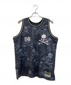Mastermind WORLD×MITCHELL & NESSマスターマインド ワールド×ミッチェルアンドネス）の古着「スカルプリントゲームシャツ」｜グレー