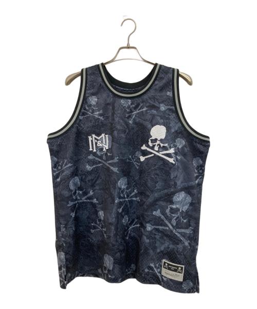 Mastermind WORLD（マスターマインド ワールド）Mastermind WORLD (マスターマインド ワールド) MITCHELL & NESS (ミッチェルアンドネス) スカルプリントゲームシャツ グレー サイズ:XLの古着・服飾アイテム
