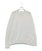 6(ROKU) BEAUTY&YOUTHロク ビューティーアンドユース）の古着「LINE COLOR CREW NECK KNIT」｜ホワイト