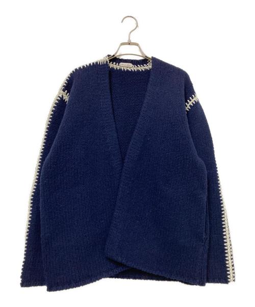 STEVEN ALAN（スティーブンアラン）STEVEN ALAN (スティーブンアラン) シェットランドウール ステッチ ニット カーディガン ネイビー サイズ:下記参照の古着・服飾アイテム