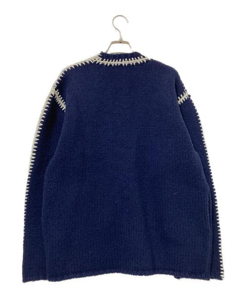 STEVEN ALAN（スティーブンアラン）STEVEN ALAN (スティーブンアラン) シェットランドウール ステッチ ニット カーディガン ネイビー サイズ:下記参照の古着・服飾アイテム