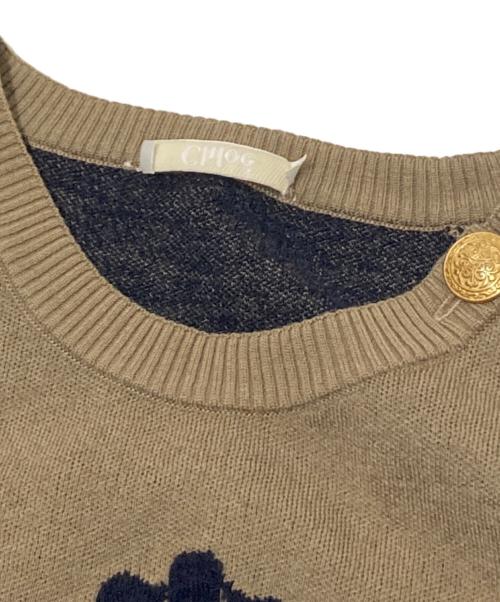 Chloe（クロエ）Chloe (クロエ) ウールニット ネイビー×ベージュ サイズ:XSの古着・服飾アイテム