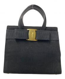 Salvatore Ferragamo（サルヴァトーレ フェラガモ）の古着「ヴァラリボン ハンドバッグ」｜ブラック