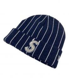 SUPREME×New Era（シュプリーム×ニューエラ）の古着「Devil S Logo Beanie Stripe」｜ネイビー×ホワイト