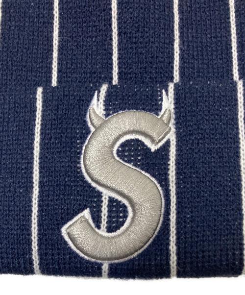 SUPREME（シュプリーム）SUPREME (シュプリーム) New Era (ニューエラ) Devil S Logo Beanie Stripe ネイビー×ホワイト サイズ:下記参照の古着・服飾アイテム