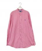 RALPH LAURENラルフローレン）の古着「バンドカラーストライプシャツ」｜レッド×ホワイト