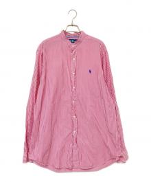 RALPH LAUREN（ラルフローレン）の古着「バンドカラーストライプシャツ」｜レッド×ホワイト
