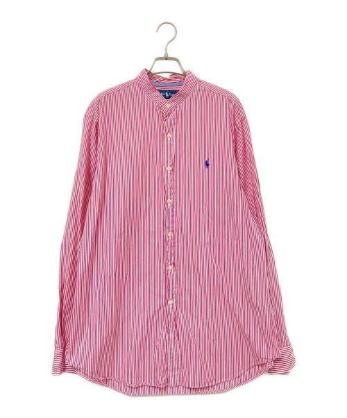 RALPH LAUREN（ラルフローレン）RALPH LAUREN (ラルフローレン) バンドカラーストライプシャツ レッド×ホワイト サイズ:Lの古着・服飾アイテム