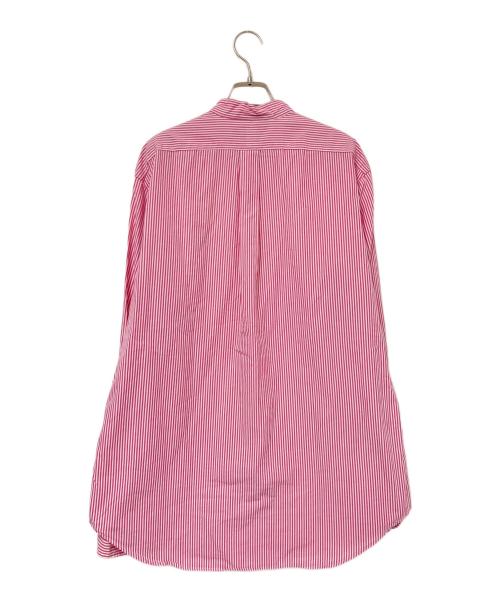 RALPH LAUREN（ラルフローレン）RALPH LAUREN (ラルフローレン) バンドカラーストライプシャツ レッド×ホワイト サイズ:Lの古着・服飾アイテム