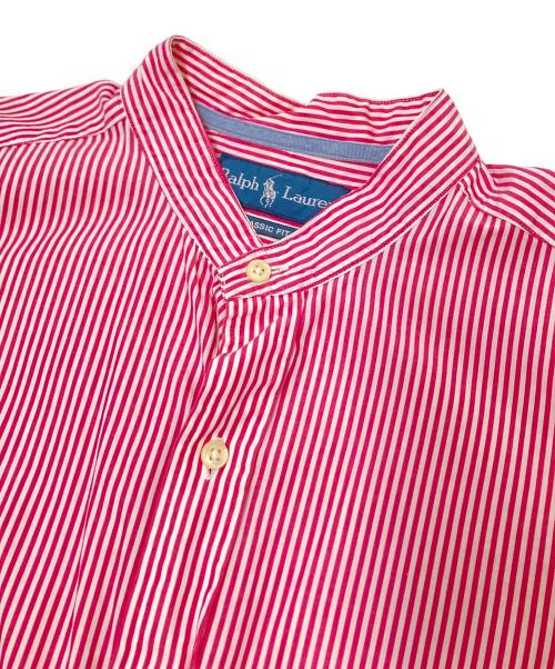 RALPH LAUREN（ラルフローレン）RALPH LAUREN (ラルフローレン) バンドカラーストライプシャツ レッド×ホワイト サイズ:Lの古着・服飾アイテム