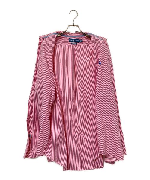 RALPH LAUREN（ラルフローレン）RALPH LAUREN (ラルフローレン) バンドカラーストライプシャツ レッド×ホワイト サイズ:Lの古着・服飾アイテム