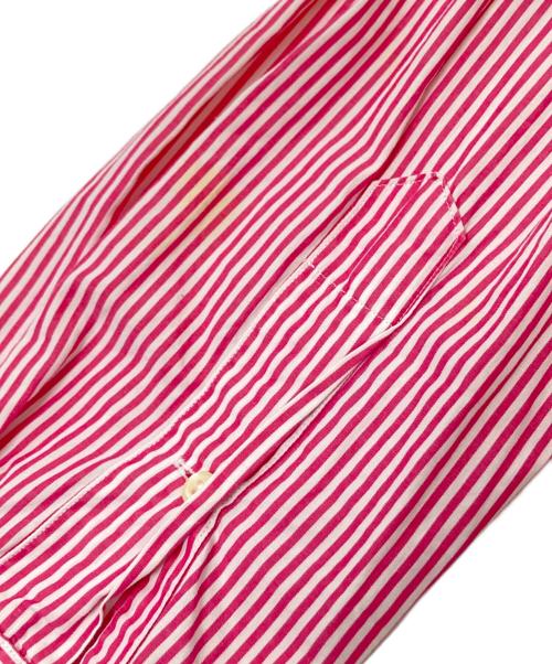 RALPH LAUREN（ラルフローレン）RALPH LAUREN (ラルフローレン) バンドカラーストライプシャツ レッド×ホワイト サイズ:Lの古着・服飾アイテム