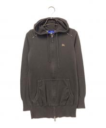 BURBERRY BLUE LABEL（バーバリー ブルー レーベル）の古着「ジップアップニットパーカー」｜ブラウン